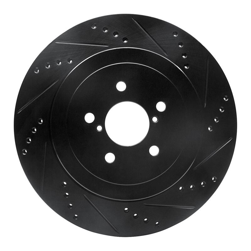 Subaru Impreza Brake Rotor (1) - Rear Right - R1 Concepts - Drilled & Slotted - Black - `03-`04